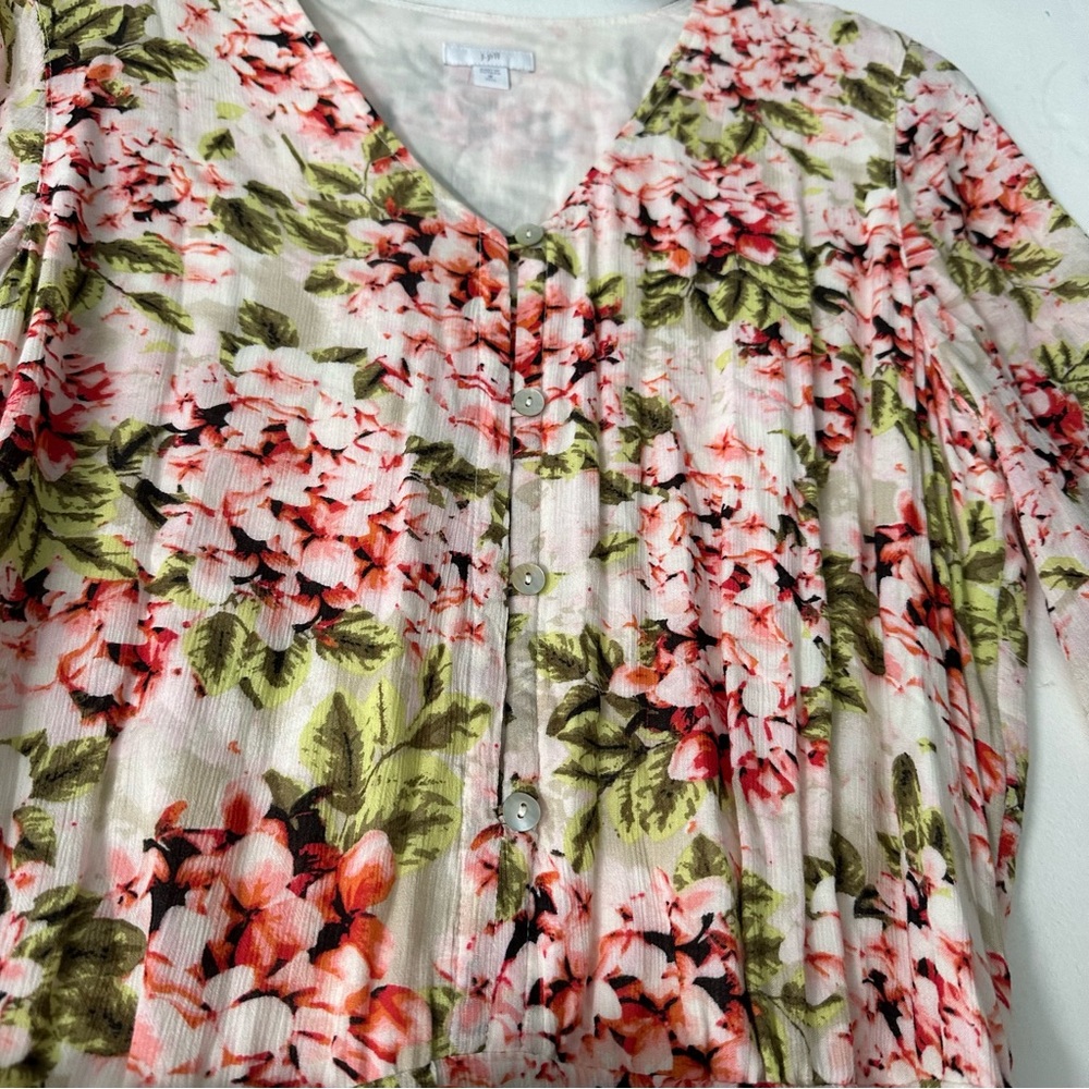 J Jill Pebble Hydrangea Garden Dip Hem Midi Dress - Picture 5 of 13